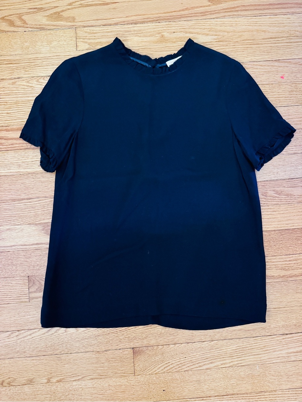 Kate Spade Black Short-Sleeve Ruffle Neck Women's Top